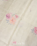 Pale Silver Digital Printed Pure Tussar Tissue Silk Saree