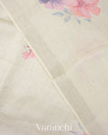 Pale Silver Digital Printed Pure Tussar Tissue Silk Saree