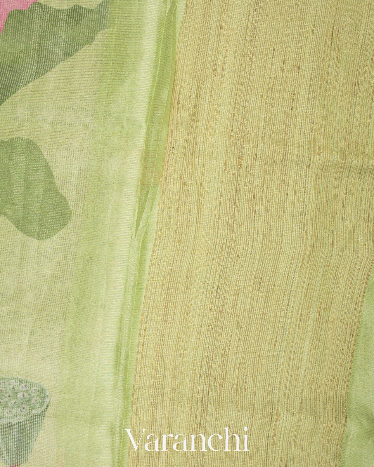 Pista Green Digital Printed Pure Tussar Tissue Silk Saree