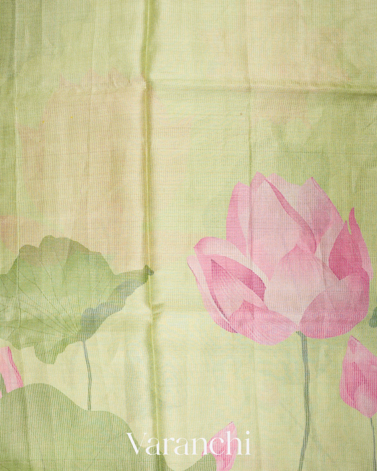 Pista Green Digital Printed Pure Tussar Tissue Silk Saree
