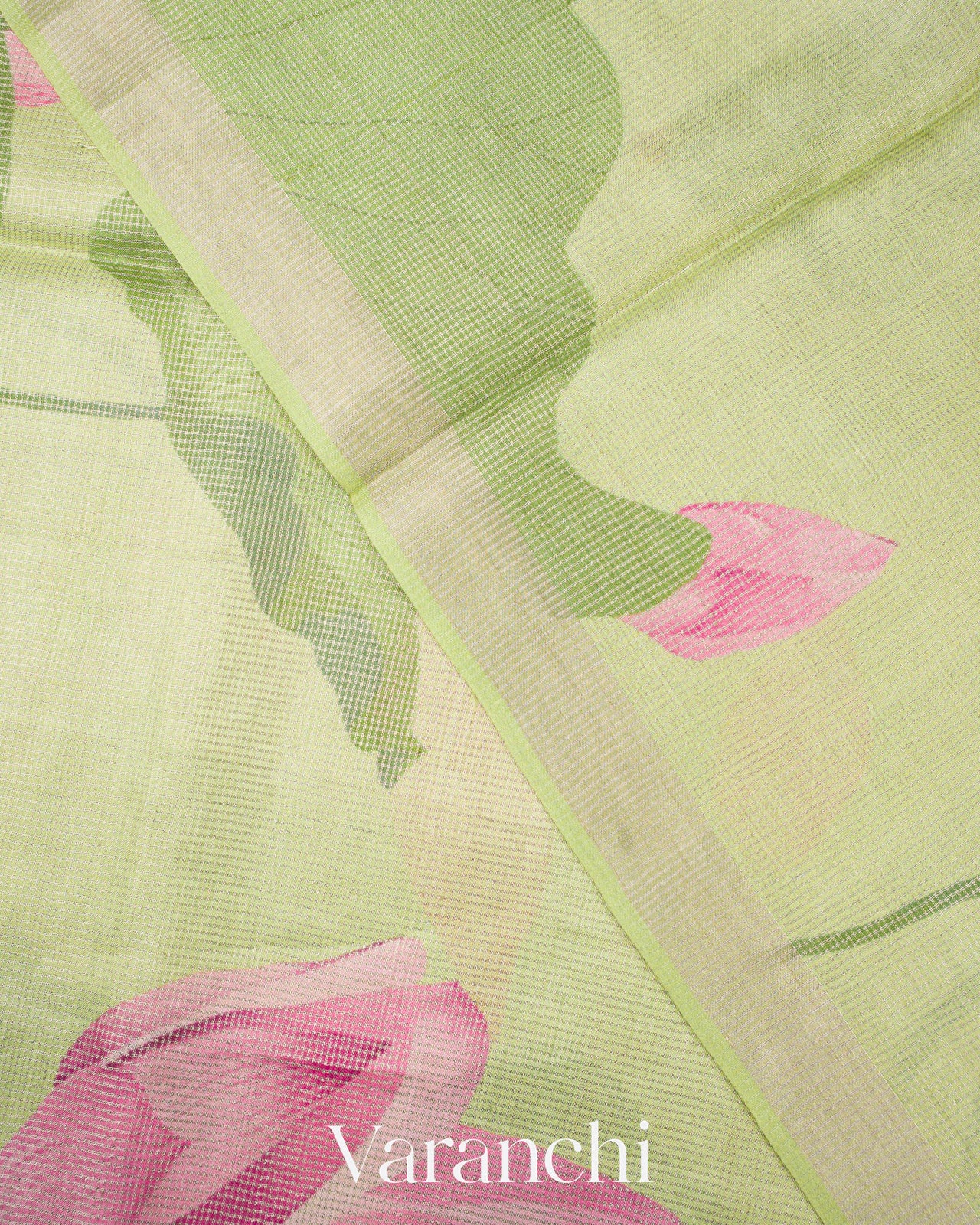 Pista Green Digital Printed Pure Tussar Tissue Silk Saree