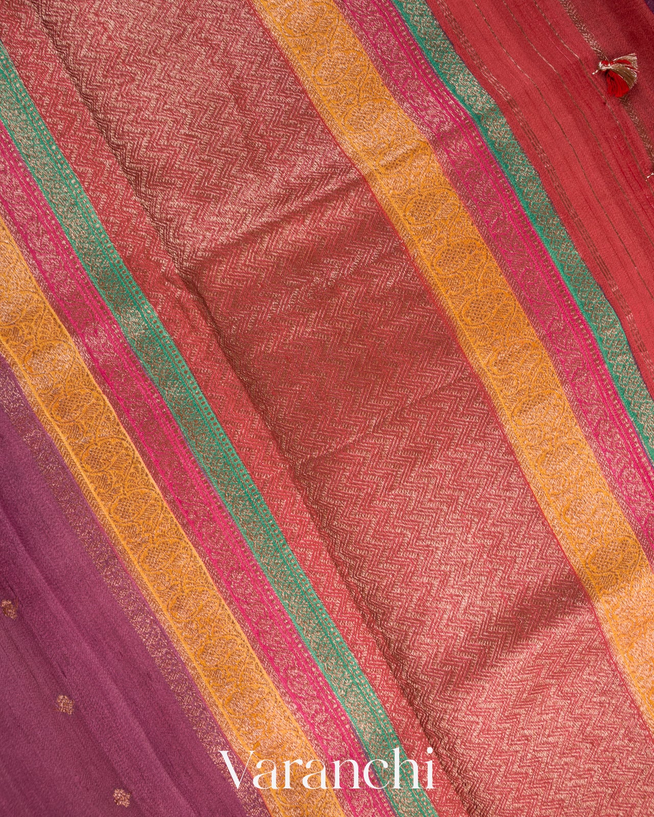 Mulberry Wine Pure Tussar Silk Handloom Saree