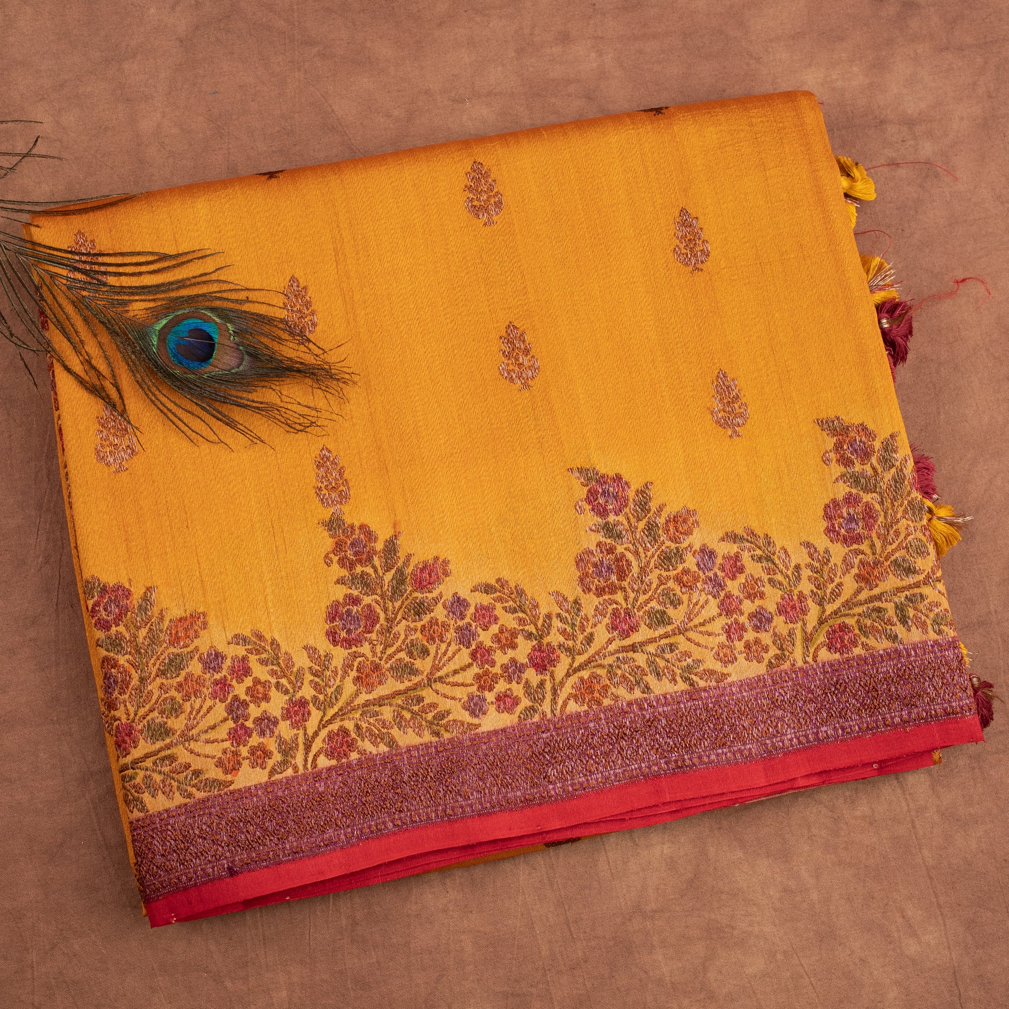 Turmeric Yellow Pure Tussar Silk Handloom Saree