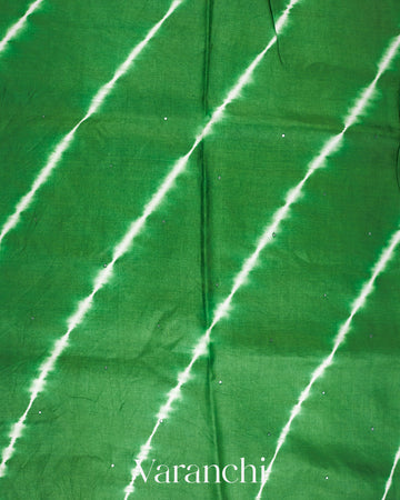 Deep Green Mirror Hand-Embroidered Pure Tussar Silk Handloom Saree