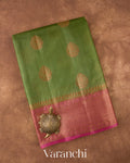 Moss Green Pure Tussar Silk Saree