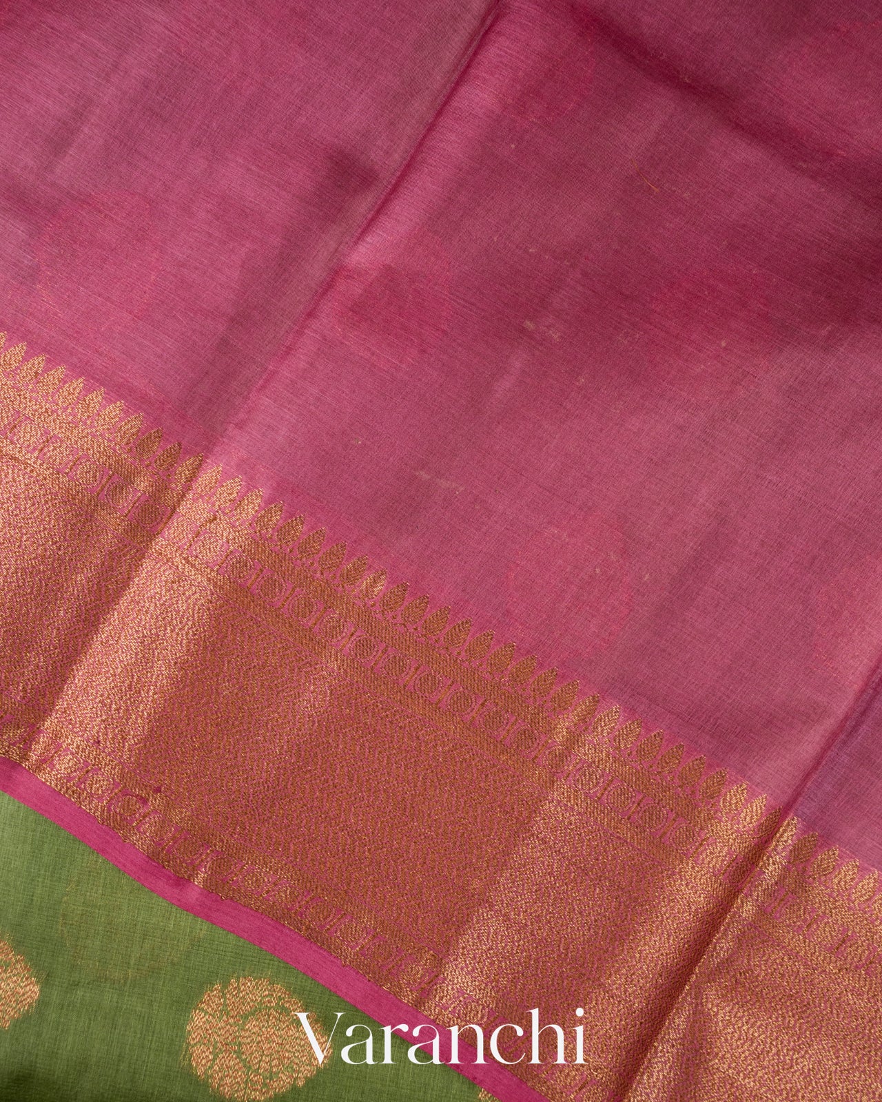 Moss Green Pure Tussar Silk Saree