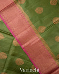 Moss Green Pure Tussar Silk Saree