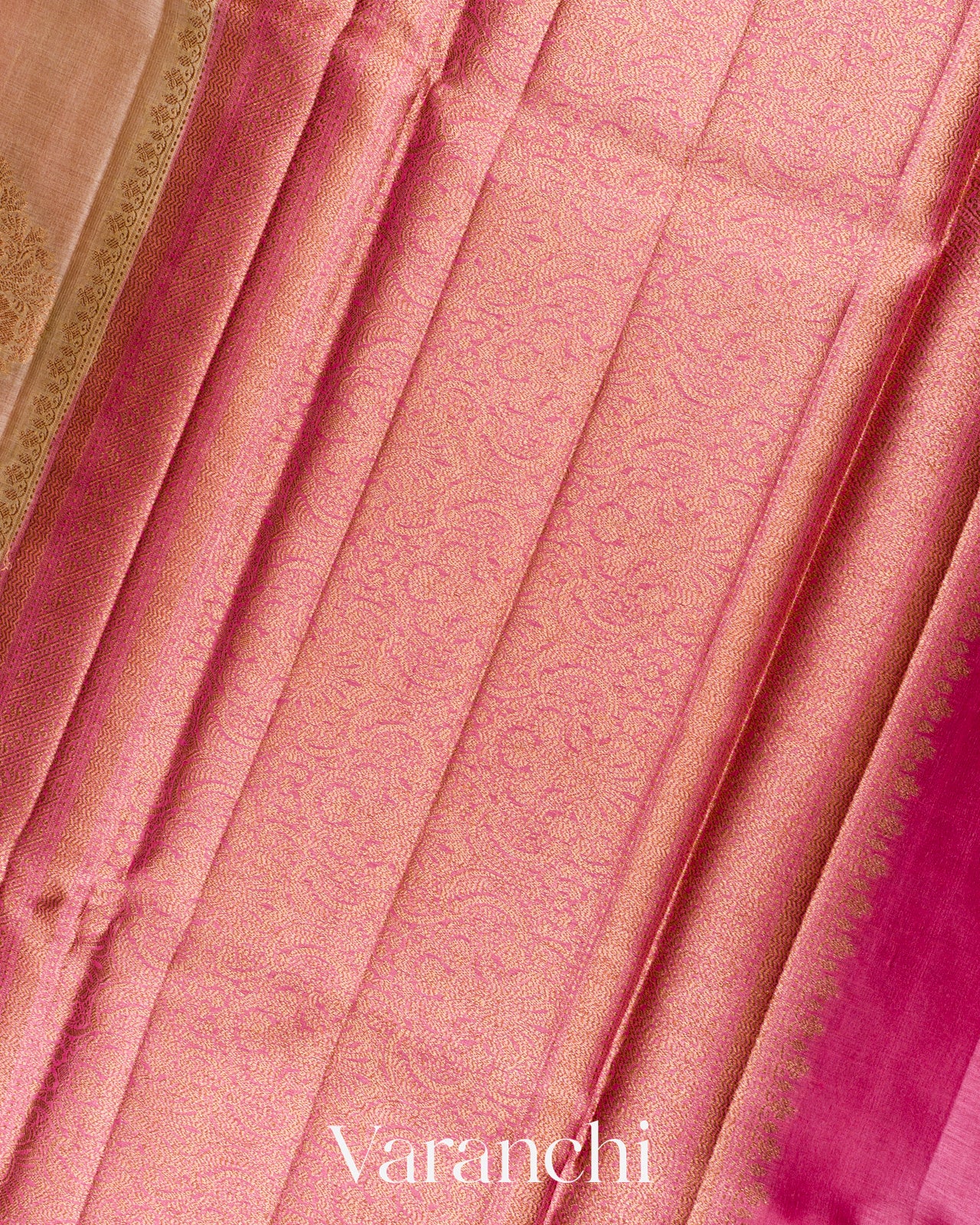 Deep Beige Pure Tussar Silk Saree