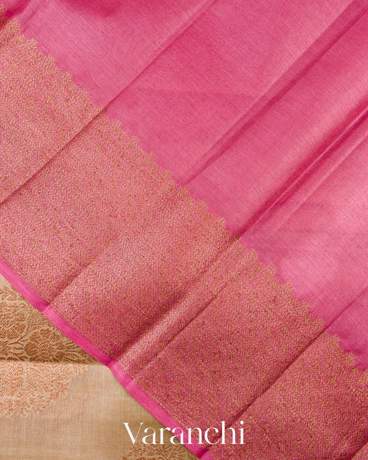 Deep Beige Pure Tussar Silk Saree