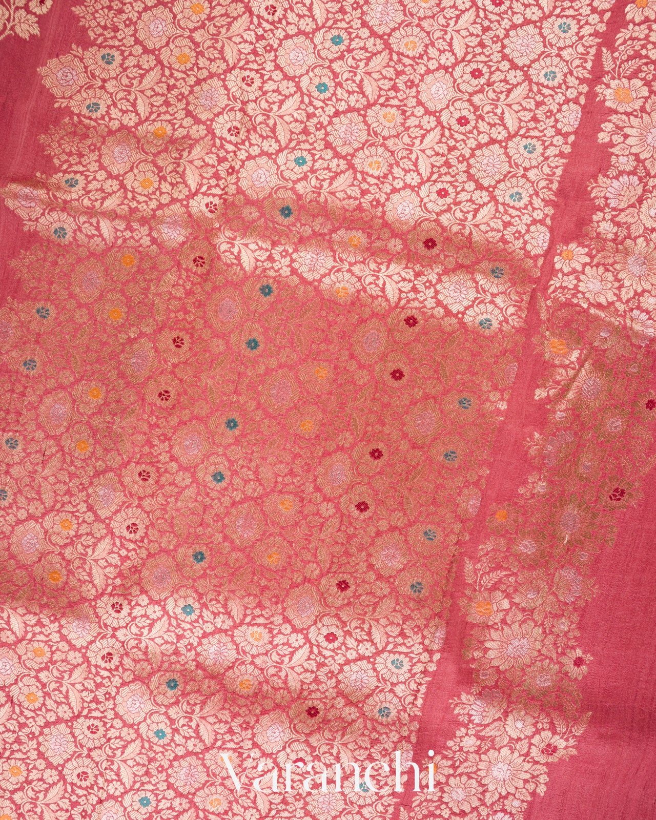 Deep Blush Pink Pure Tussar Georgette Silk Handloom Saree