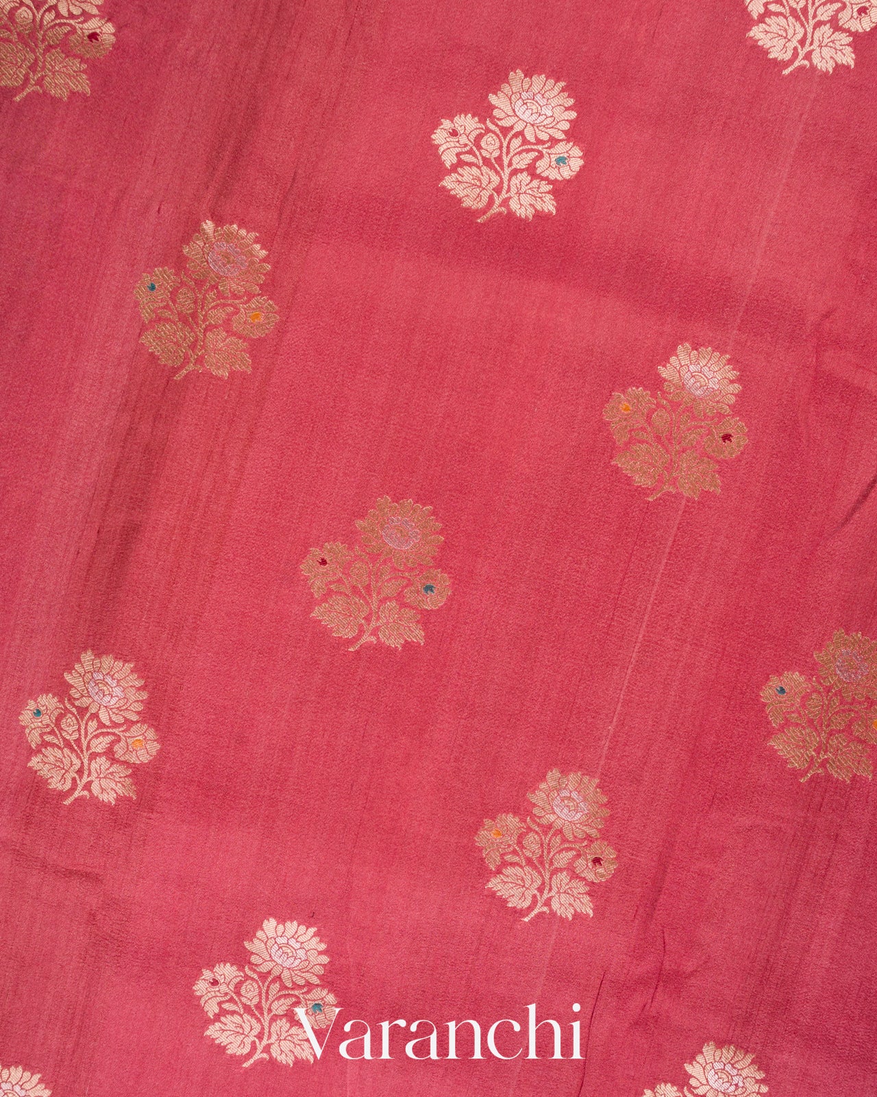 Deep Blush Pink Pure Tussar Georgette Silk Handloom Saree