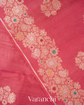 Deep Blush Pink Pure Tussar Georgette Silk Handloom Saree