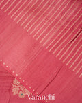 Deep Blush Pink Pure Tussar Georgette Silk Handloom Saree
