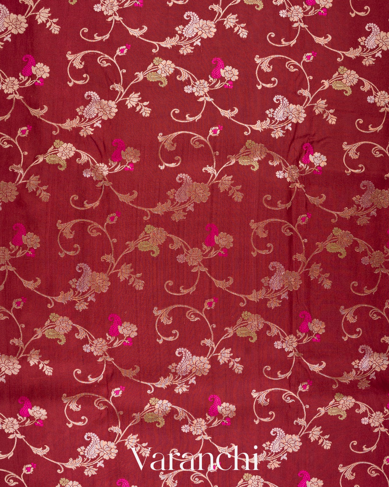 Maroon Pure Tussar Georgette Silk Handloom Saree