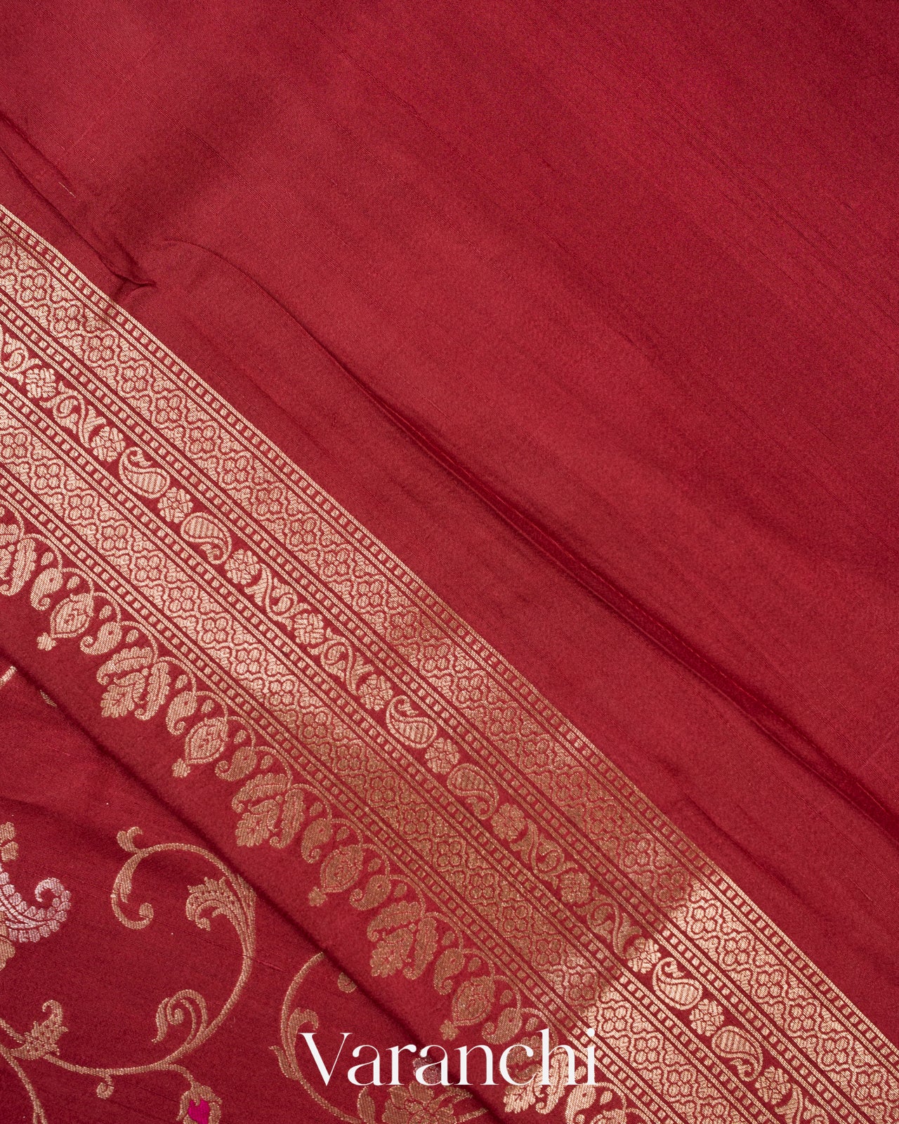 Maroon Pure Tussar Georgette Silk Handloom Saree