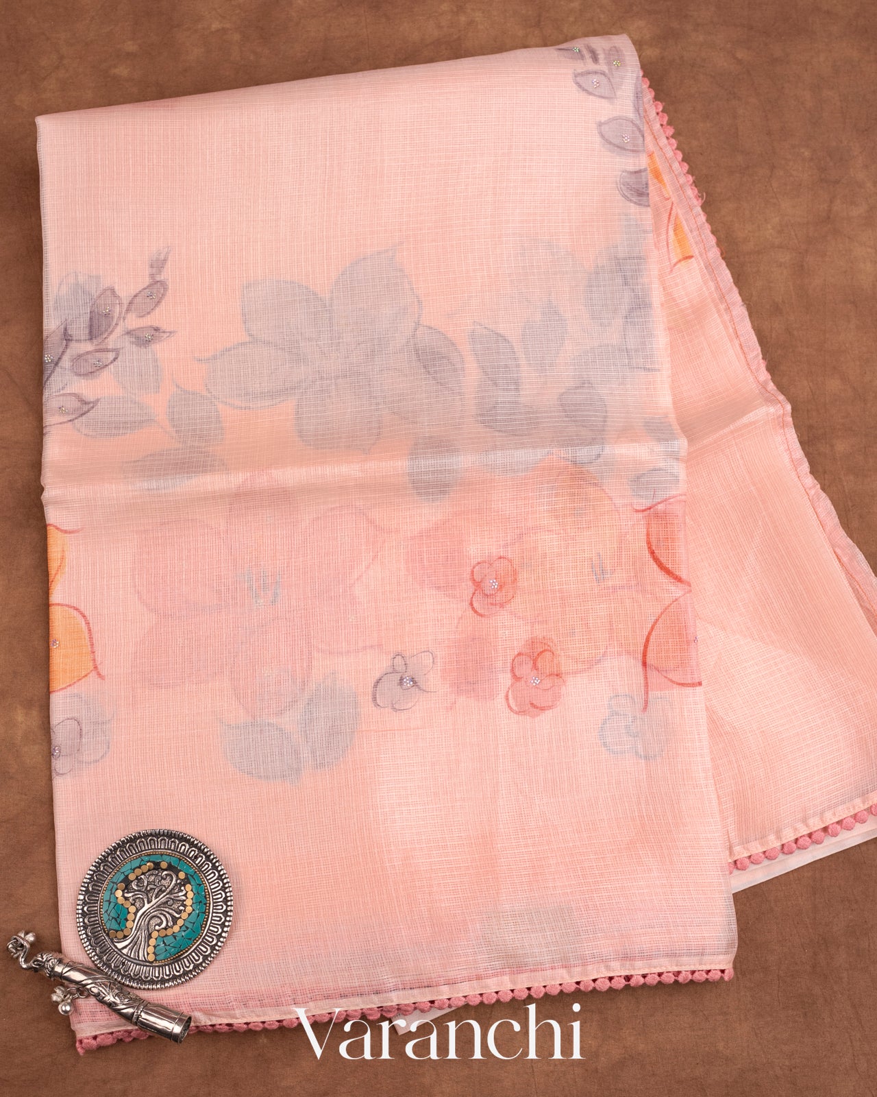 Soft Baby Pink Pure Tussar Kota Silk Handloom Saree