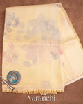 Soft Butter Yellow Pure Tussar Kota Silk Handloom Saree