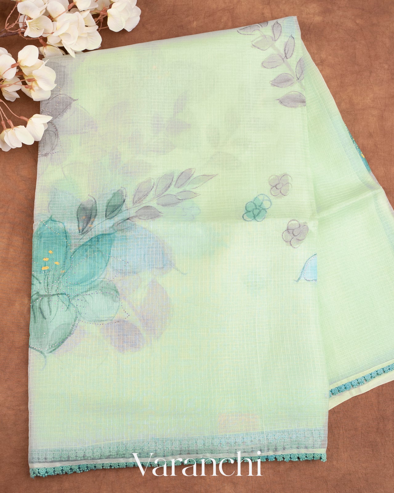 Soft Sky Blue Pure Tussar Kota Silk Handloom Saree