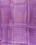 Lavender Checks Pure Tussar Silk Saree