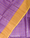 Lavender Checks Pure Tussar Silk Saree