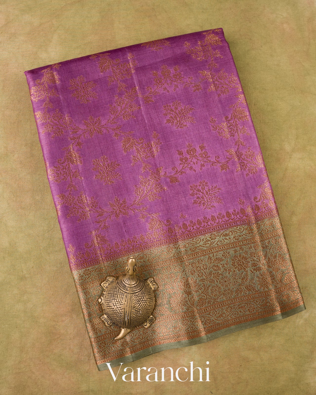 Mauve Lavender Pure Tussar Silk Saree