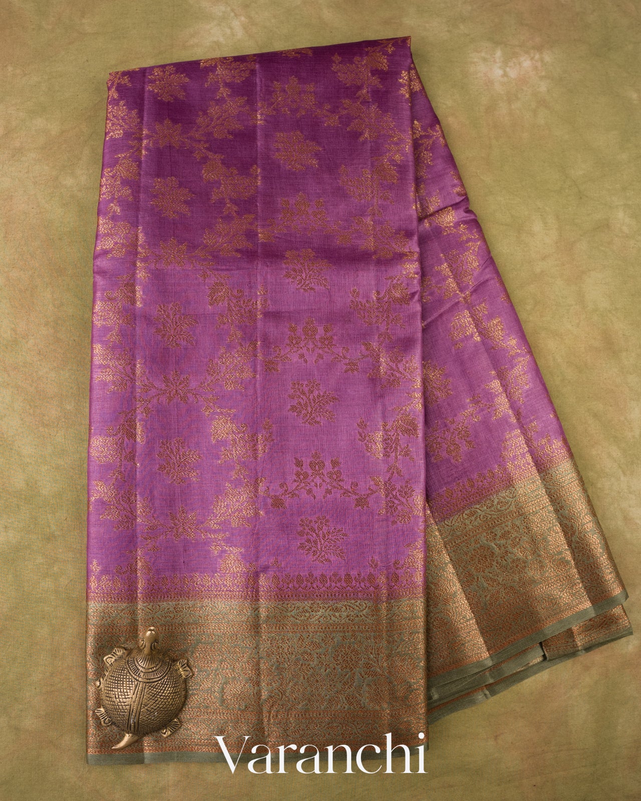 Mauve Lavender Pure Tussar Silk Saree