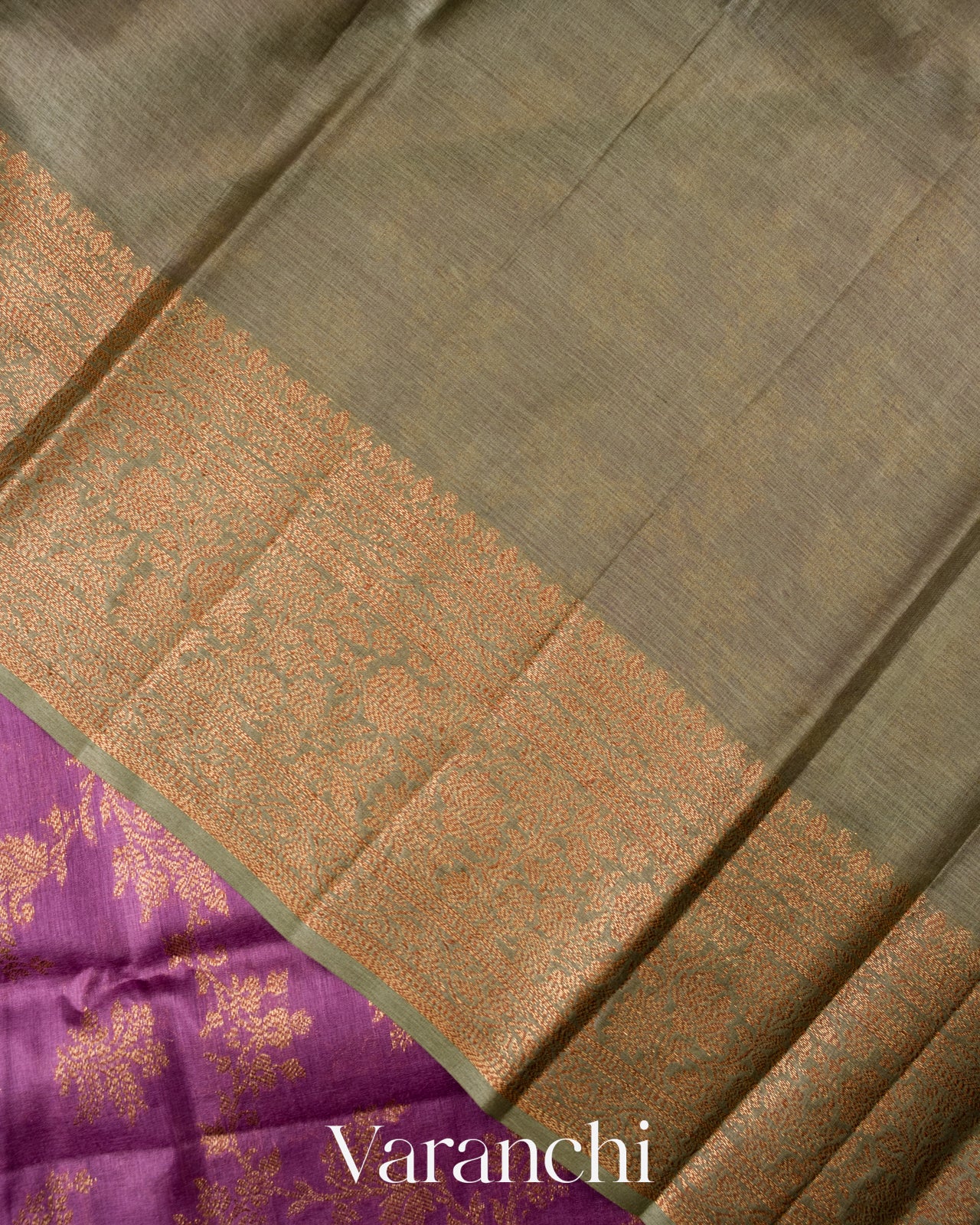 Mauve Lavender Pure Tussar Silk Saree