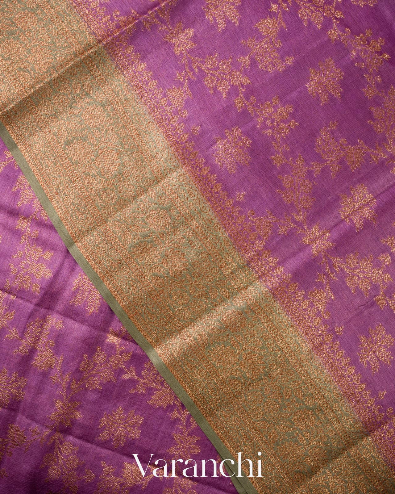 Mauve Lavender Pure Tussar Silk Saree