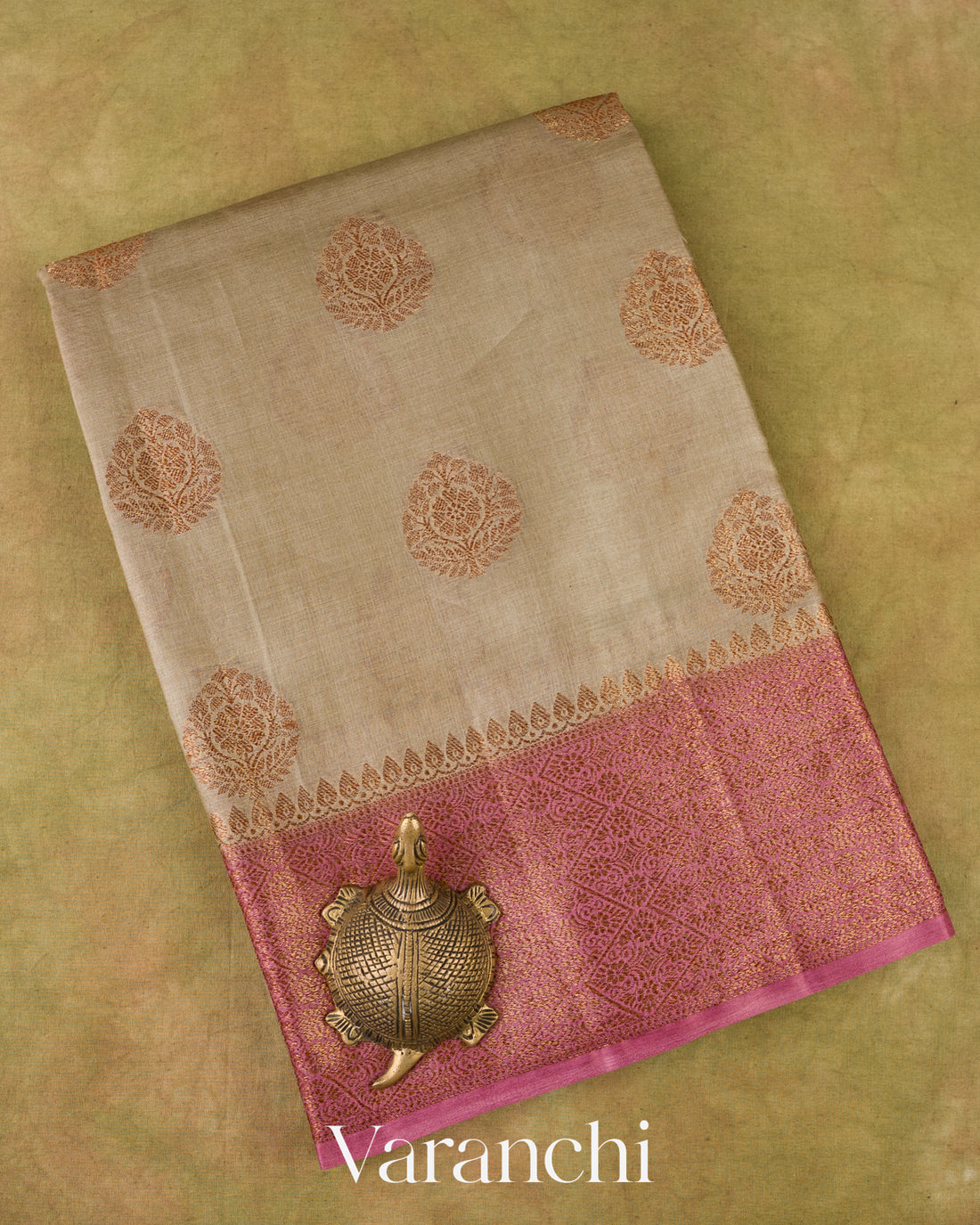 Sand Beige Pure Tussar Silk Saree