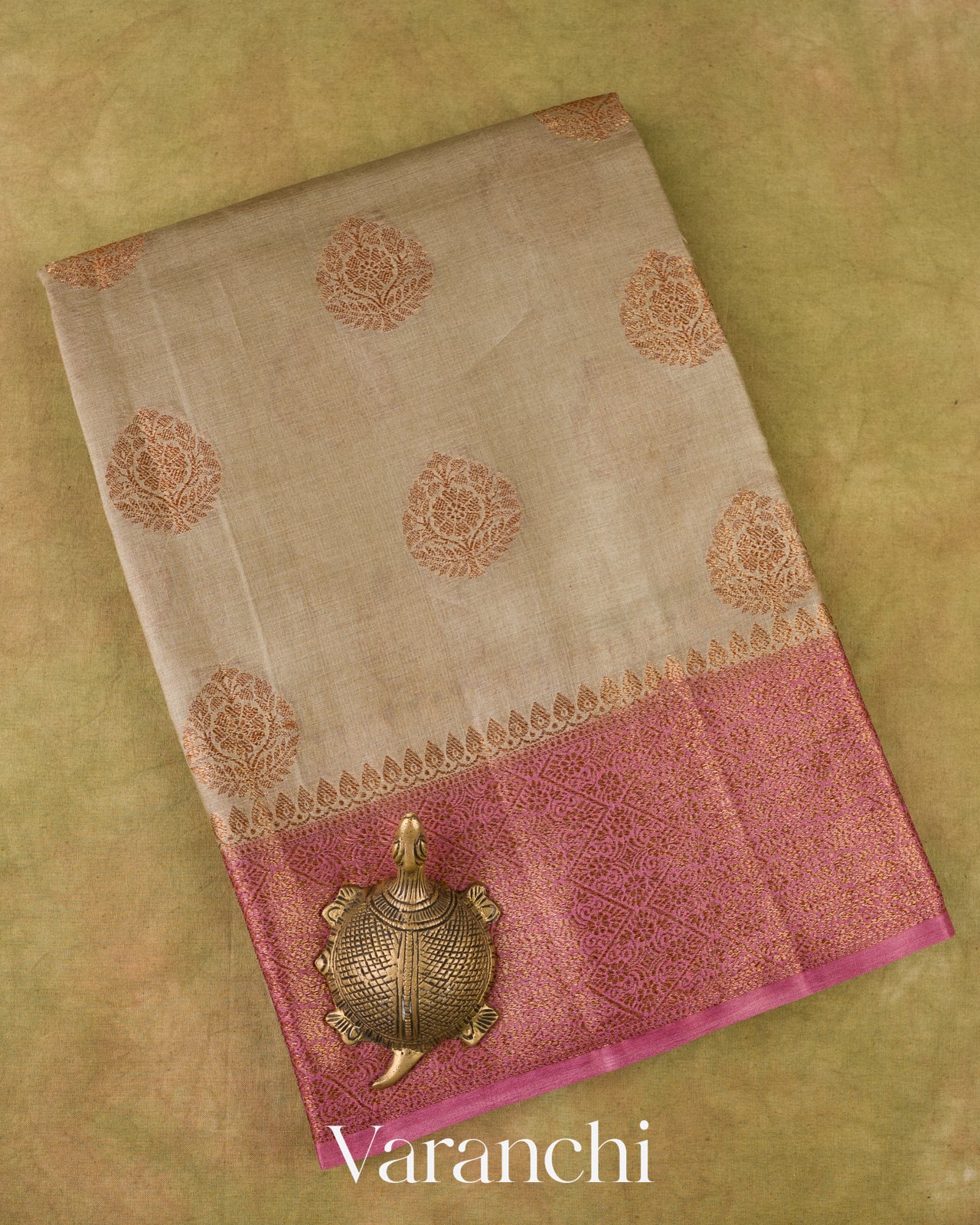 Sand Beige Pure Tussar Silk Saree