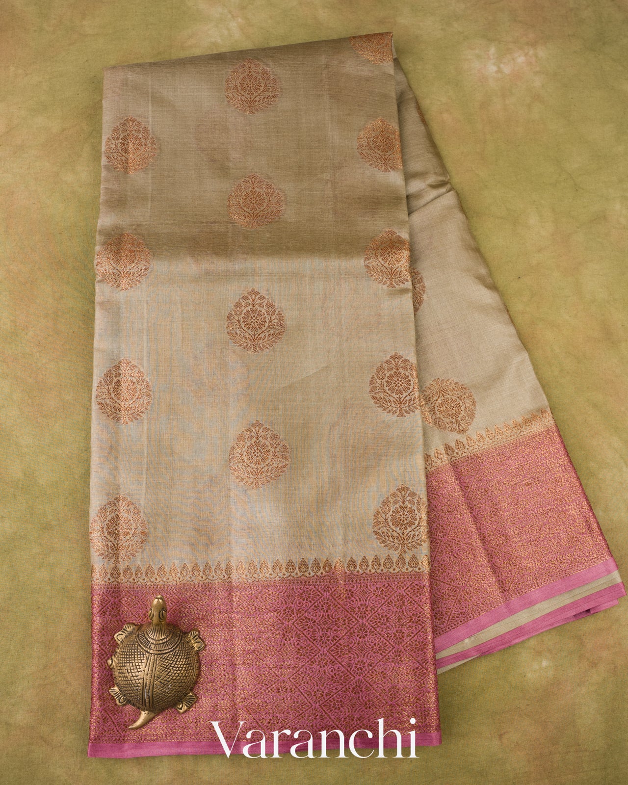 Sand Beige Pure Tussar Silk Saree