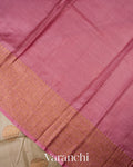Warm Sand Beige Pure Tussar Silk Saree