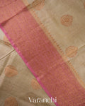 Warm Sand Beige Pure Tussar Silk Saree