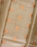 Warm Sand Beige Pure Tussar Silk Saree