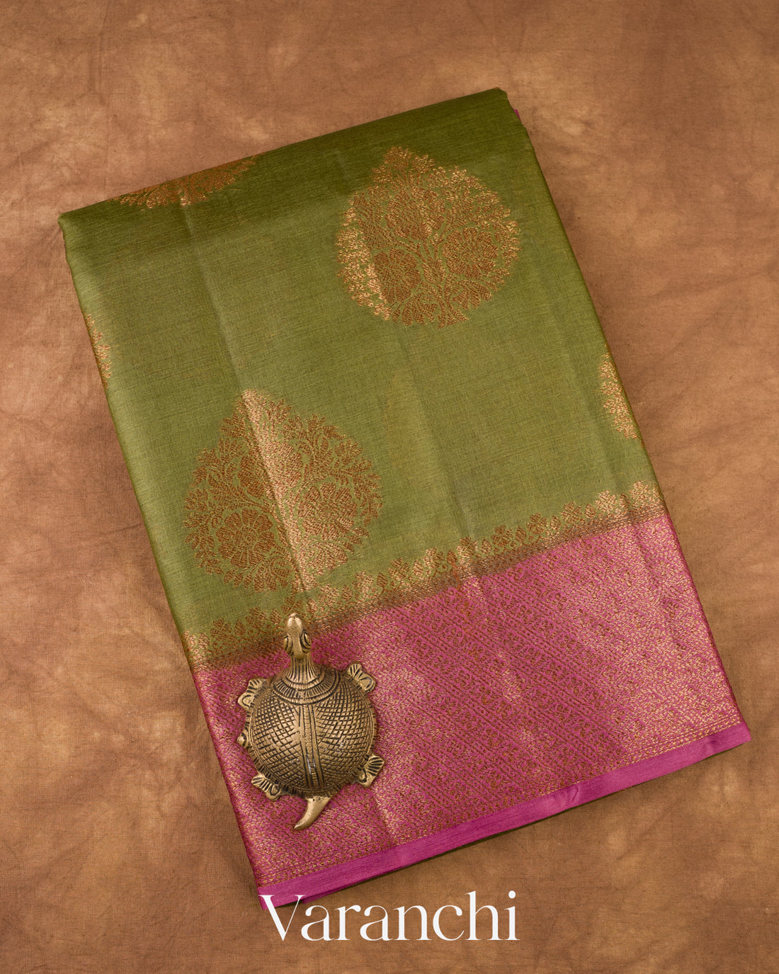Mehandi Green Pure Tussar Silk Saree