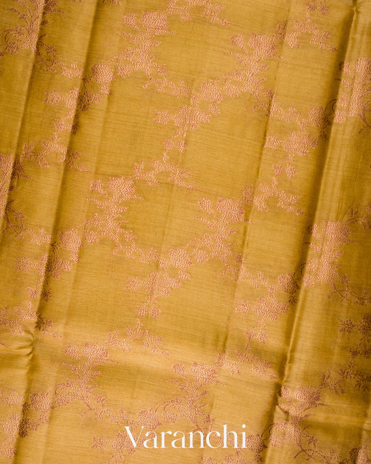 Mustard Yellow Pure Tussar Silk Saree