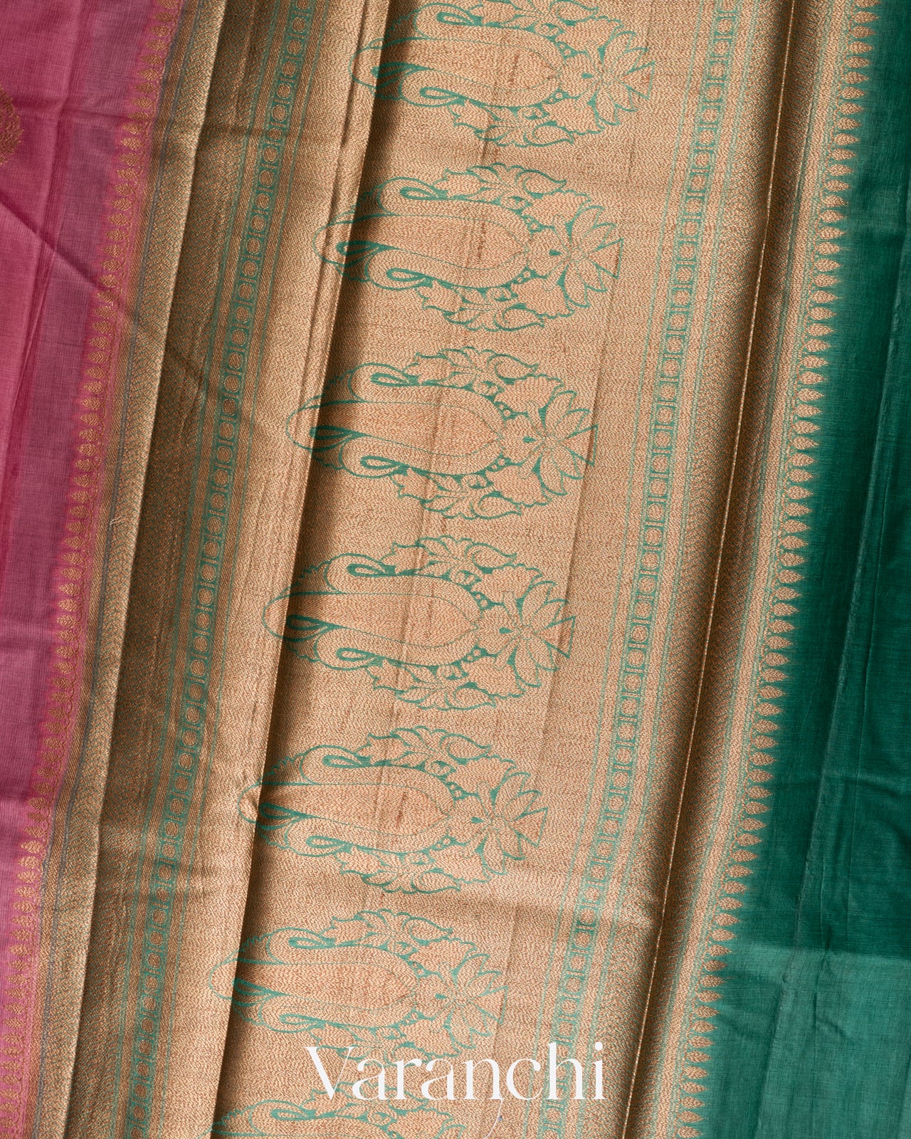 Onion Pink Pure Tussar Silk Saree