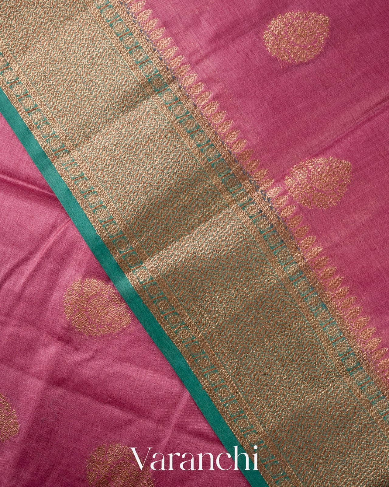 Onion Pink Pure Tussar Silk Saree