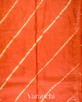 Carrot Orange Mirror Hand-Embroidered Pure Tussar Silk Handloom Saree
