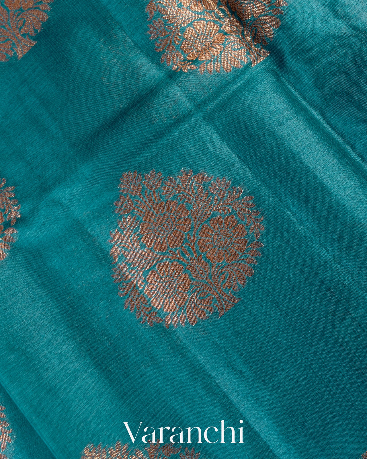 Peacock Blue Pure Tussar Silk Saree