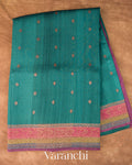 Peacock Blue Pure Tussar Silk Handloom Saree 