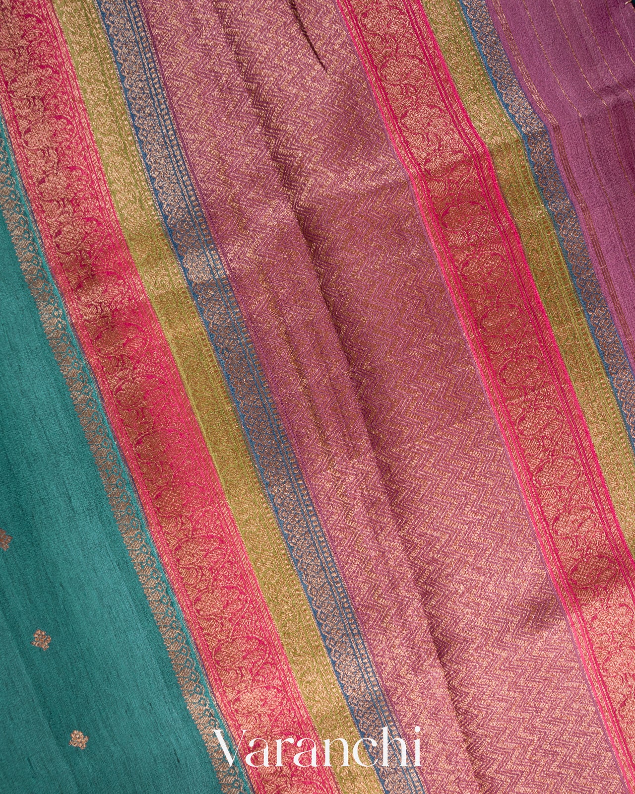 Peacock Blue Pure Tussar Silk Handloom Saree 