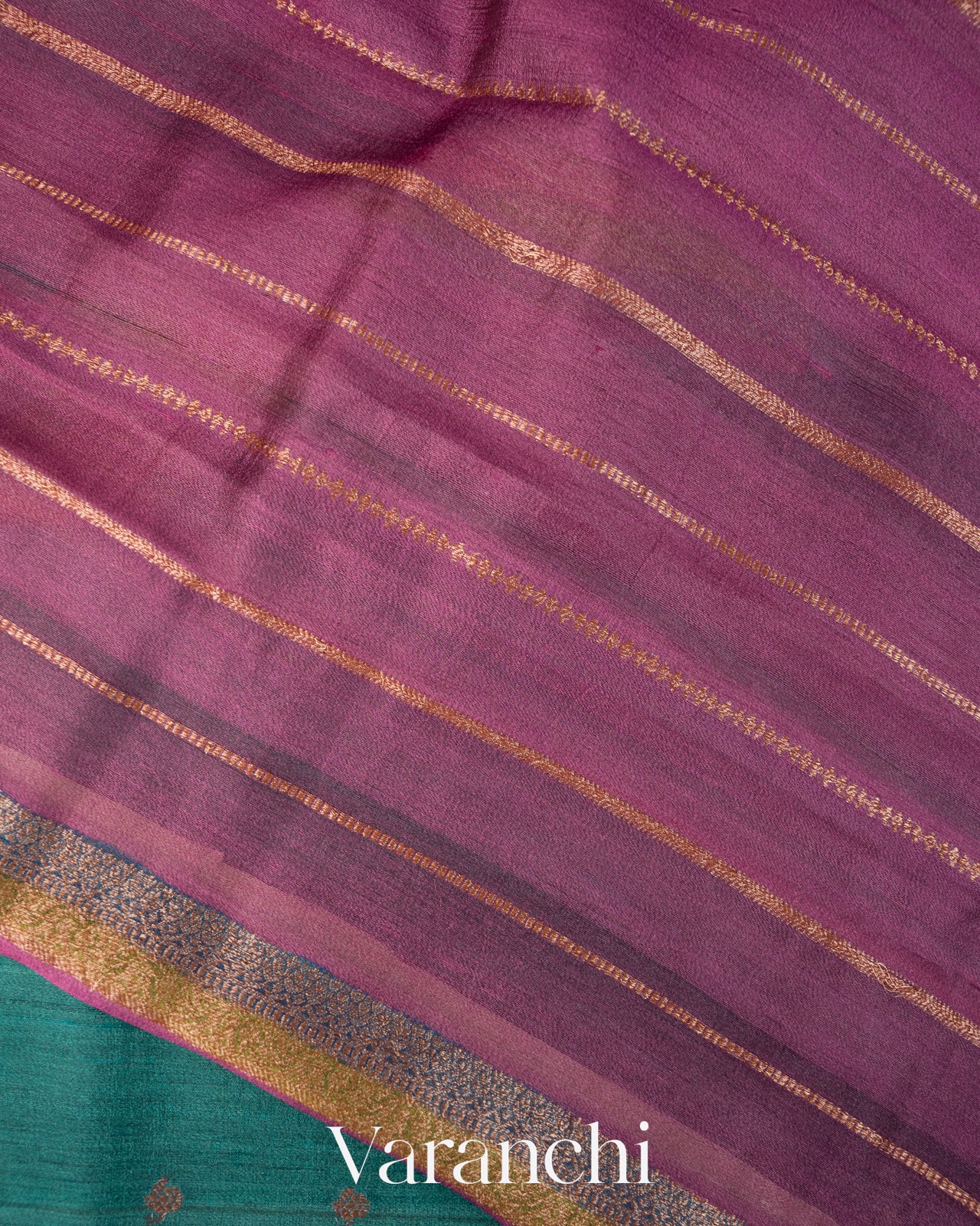 Peacock Blue Pure Tussar Silk Handloom Saree 
