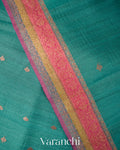 Peacock Blue Pure Tussar Silk Handloom Saree 
