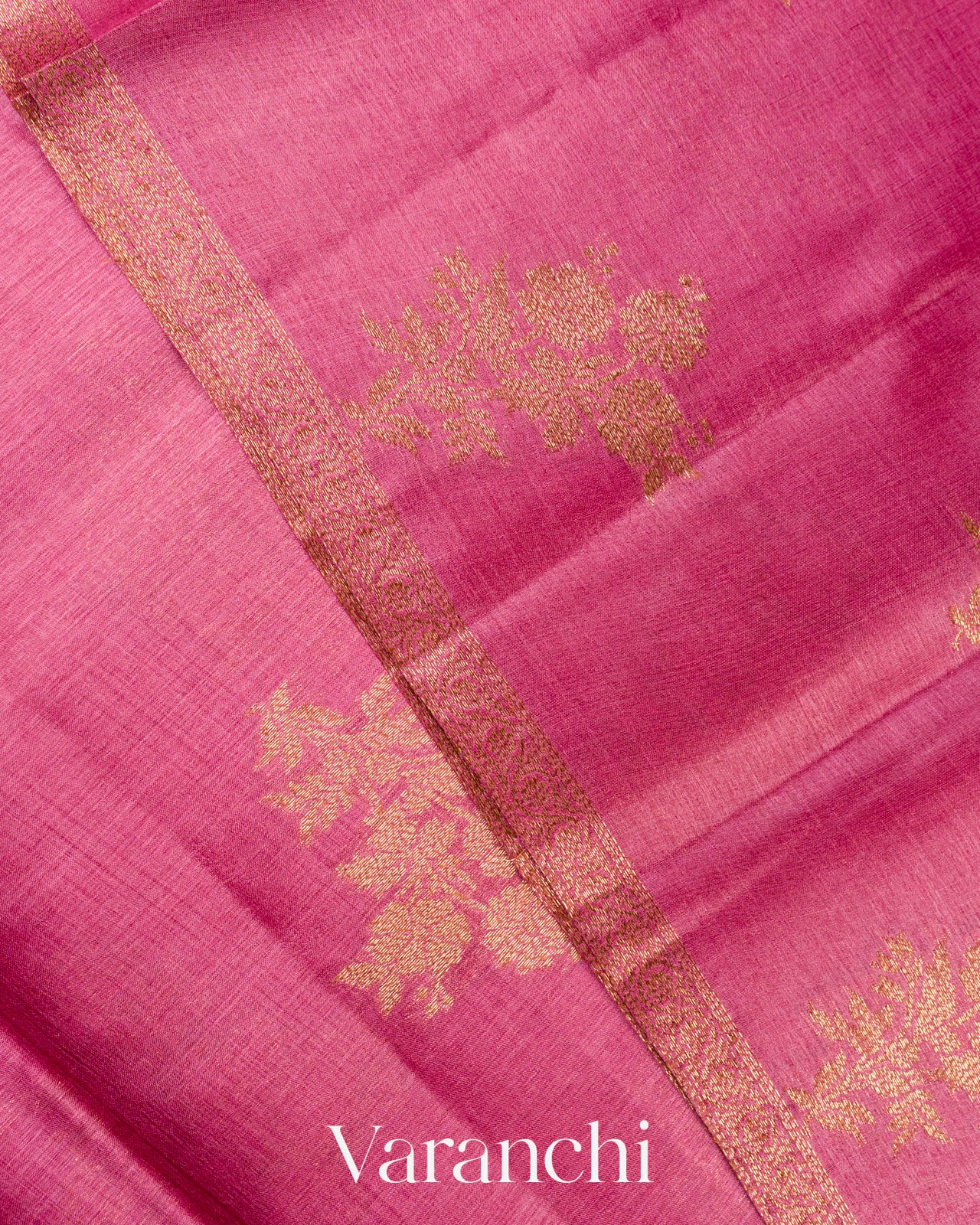 Lotus Pink Borderless Pure Tussar Silk Saree