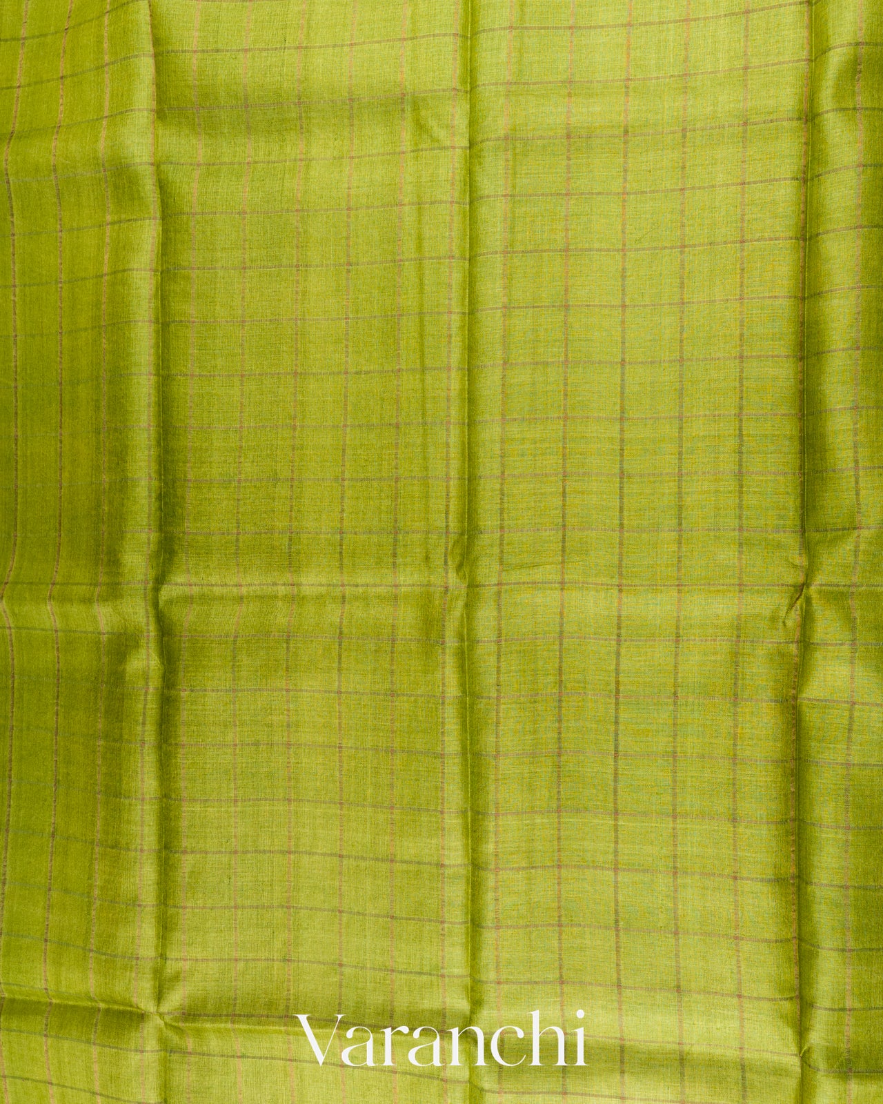 Pista Lime Green Checks Pure Tussar Silk Saree