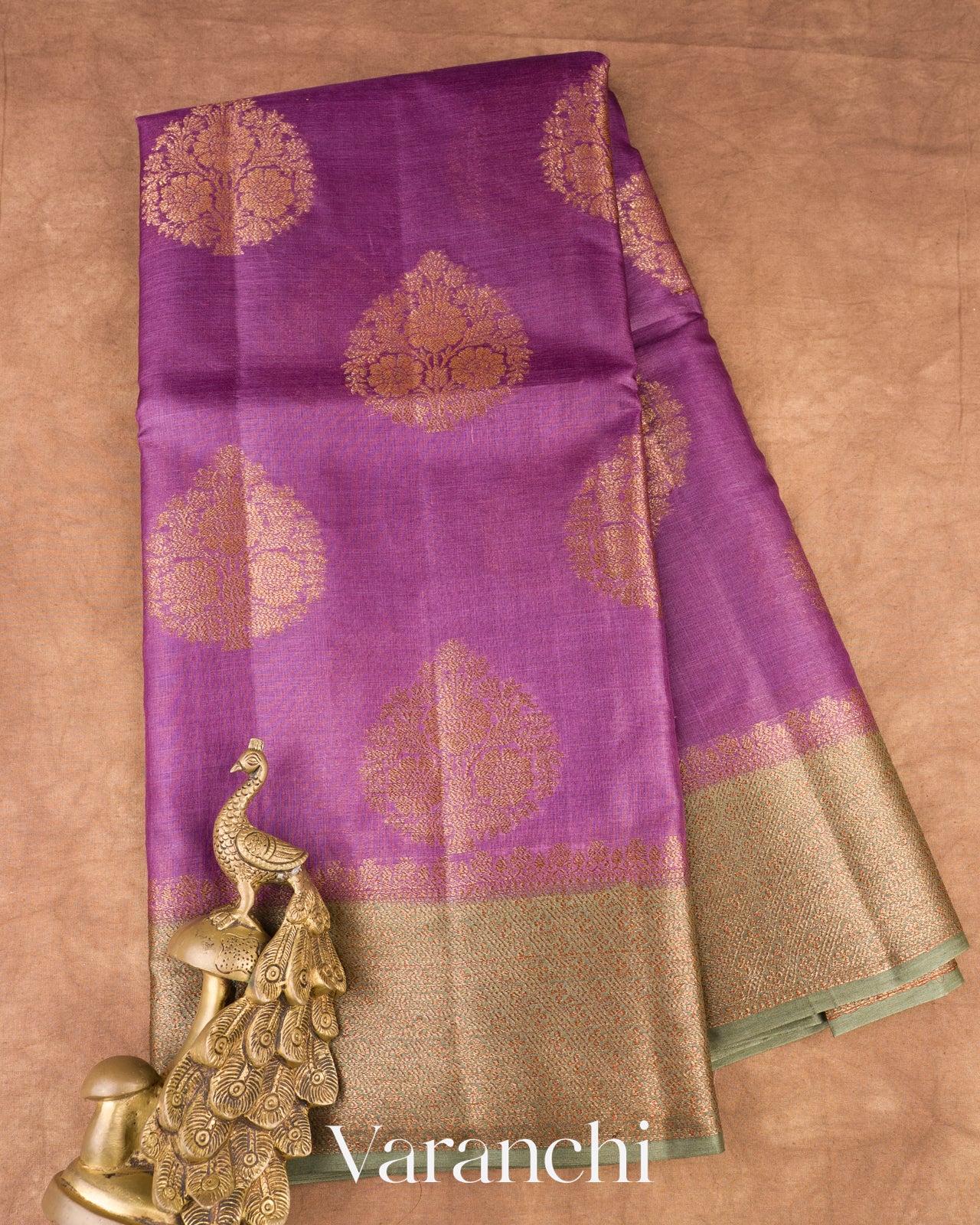 Purple Pure Tussar Silk Saree