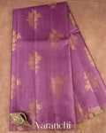 Purple Borderless Pure Tussar Silk Saree