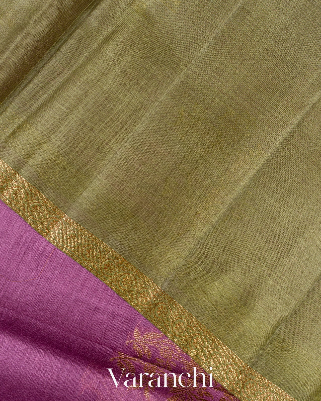 Purple Borderless Pure Tussar Silk Saree