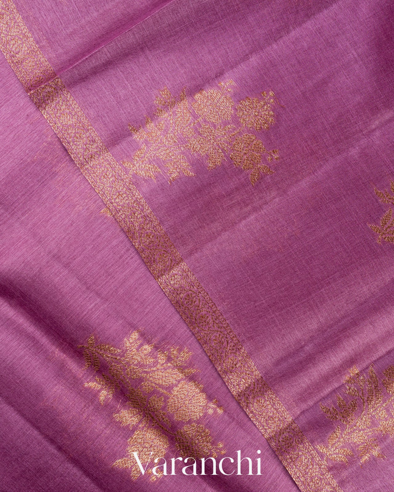 Purple Borderless Pure Tussar Silk Saree